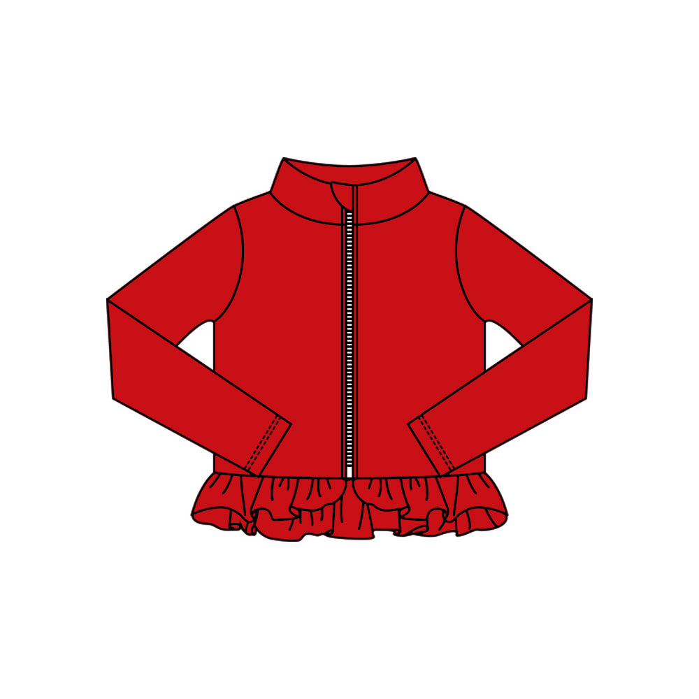 preorder GT1333 yoga red zipper long sleeve girls coat