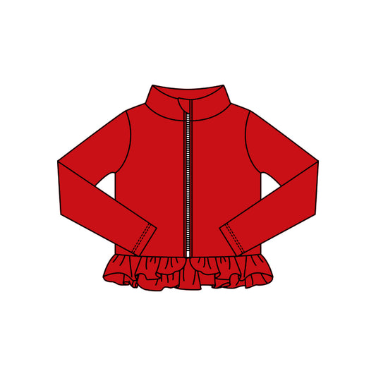preorder GT1333 yoga red zipper long sleeve girls coat