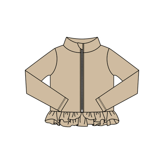 preorder GT1334 yoga khaki zipper long sleeve girls coat