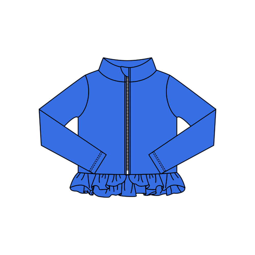 preorder GT1335 yoga blue zipper long sleeve girls coat