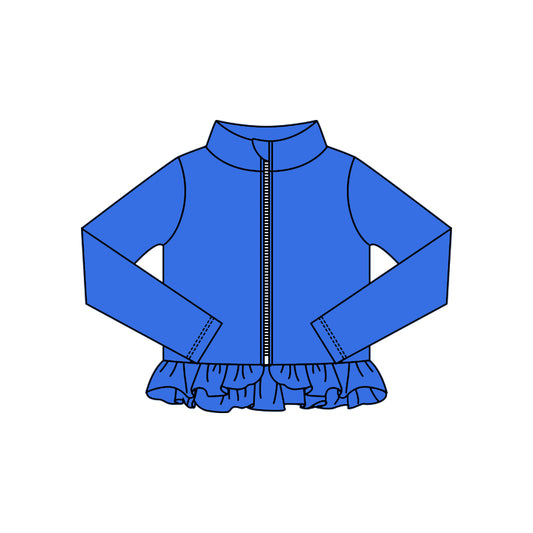 preorder GT1335 yoga blue zipper long sleeve girls coat