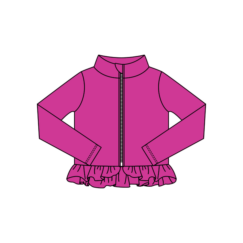 preorder GT1336 yoga hot pink zipper long sleeve girls coat