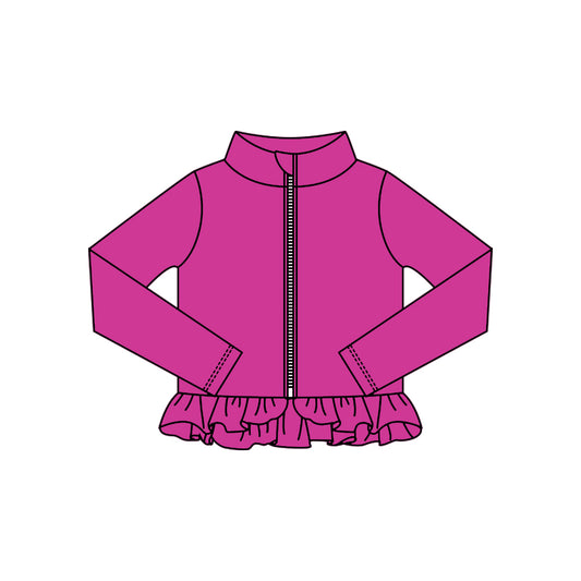 preorder GT1336 yoga hot pink zipper long sleeve girls coat