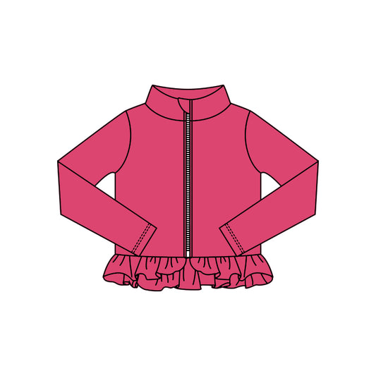 preorder GT1337 yoga pink zipper long sleeve girls coat