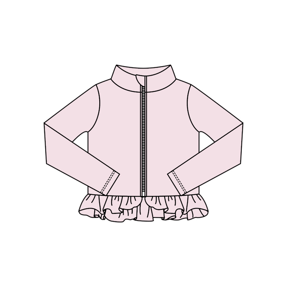 preorder GT1338 yoga light pink zipper long sleeve girls coat