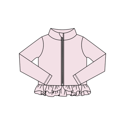 preorder GT1338 yoga light pink zipper long sleeve girls coat