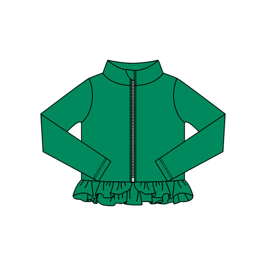 preorder GT1339 yoga green zipper long sleeve girls coat