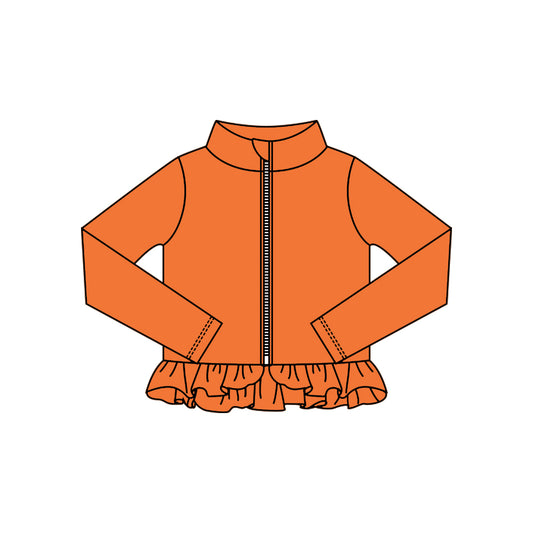 preorder GT1340 yoga orange zipper long sleeve girls coat