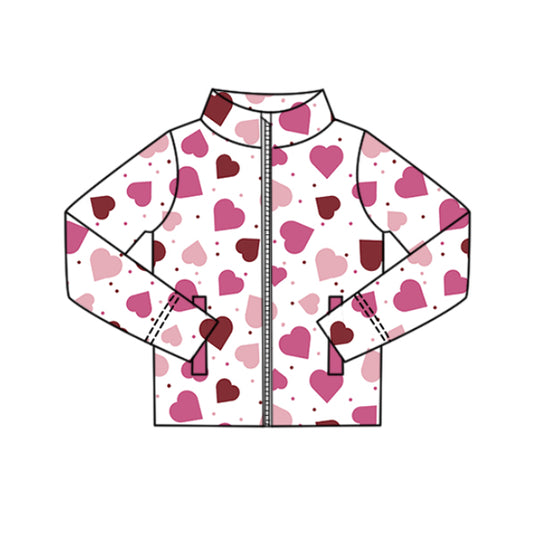 preorder GT1370 yoga Valentine's Day heart zipper long sleeve girls coat