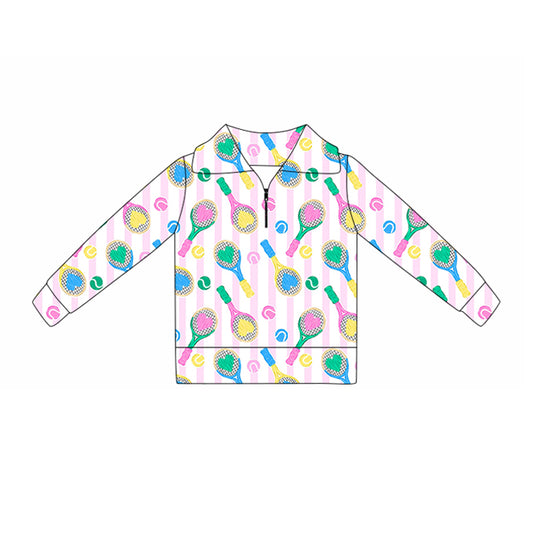 preorder GT1372 yoga Valentine's Day heart ball colorful tennis zipper long sleeve girls top