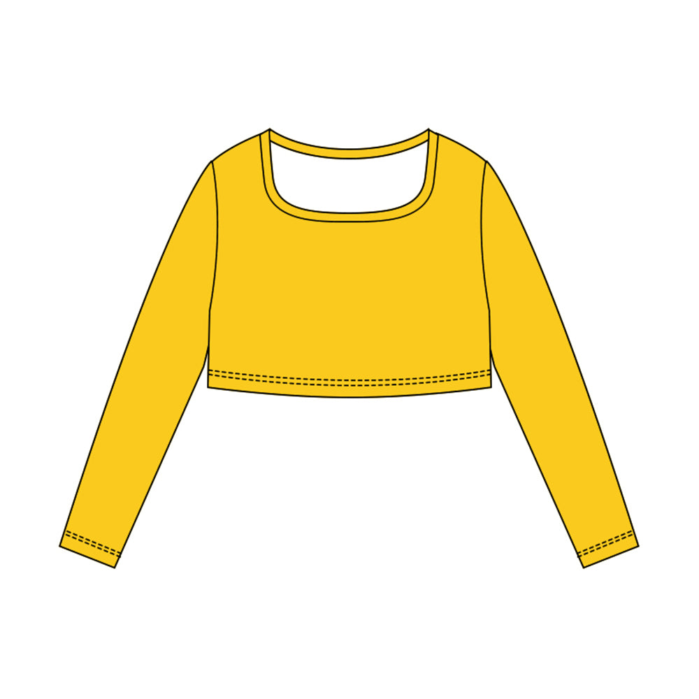 preorder GT1382 yoga yellow long sleeve girls top