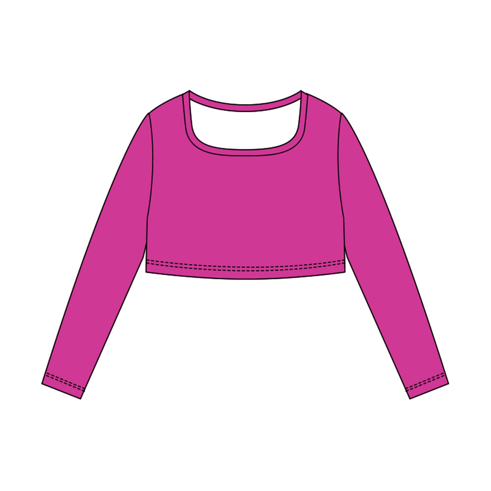 preorder GT1388 yoga hot pink long sleeve girls top