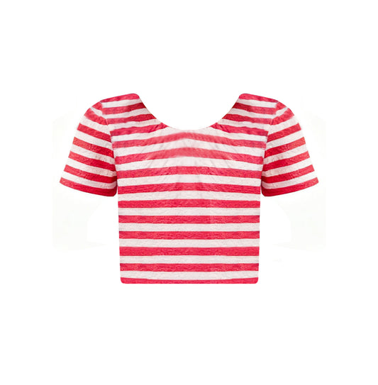 preorder GT1432 July 4th Red Striped Short Sleeve Girls Top