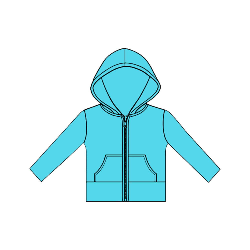 preorder GT1472 Yoga Blue Zipper Hoodie Long Sleeve Girls Coat