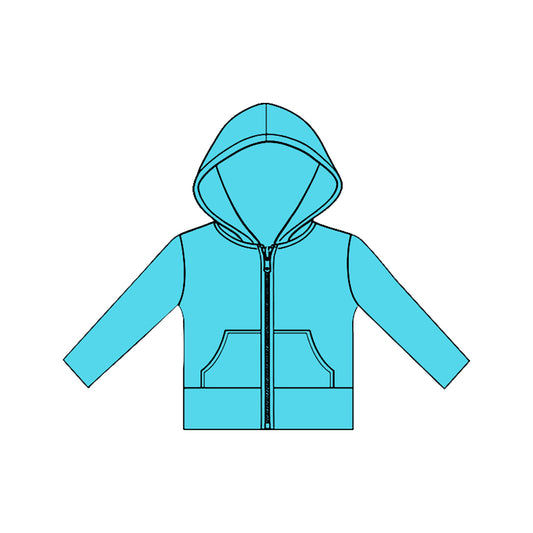 preorder GT1472 Yoga Blue Zipper Hoodie Long Sleeve Girls Coat