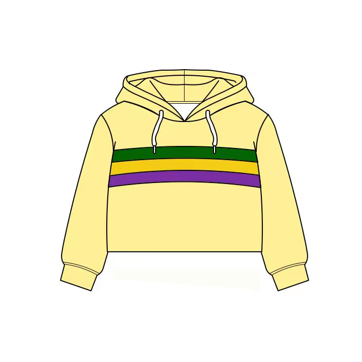 preorder GT1483 Yoga Mardi Gras Yellow Hoodie Long Sleeve Girls Top
