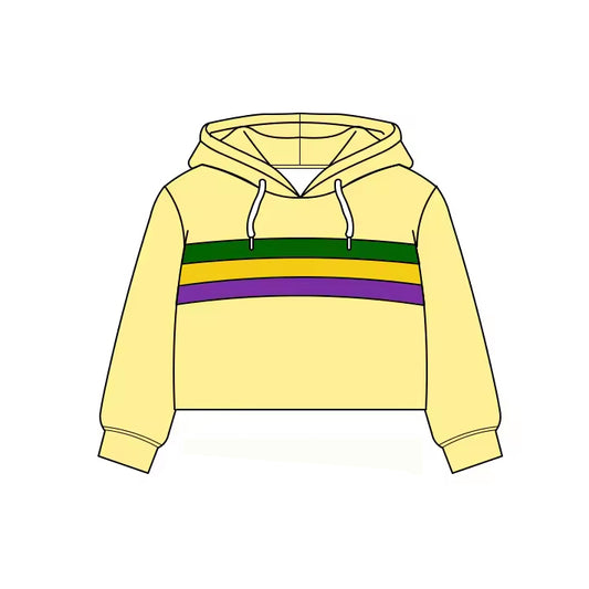 preorder GT1483 Yoga Mardi Gras Yellow Hoodie Long Sleeve Girls Top