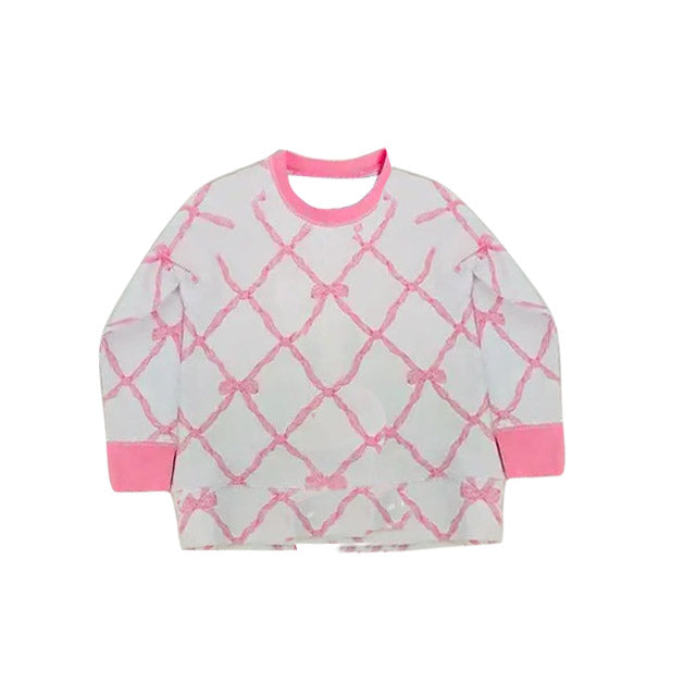 preorder GT1493 Bows Pink Long Sleeve Girls Top