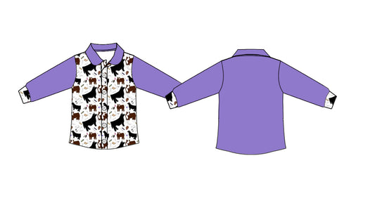 preorder GT1507 Western Animals Purple Long Sleev Girls Top Girls Shirts