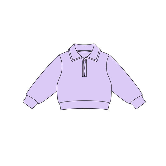 preorder GT1514 Yoga Solid Color Purple Zipper Long Sleeve Girls Top