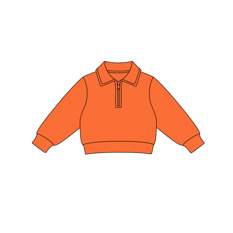preorder GT1515 Yoga Solid Color Orange Zipper Long Sleeve Girls Top