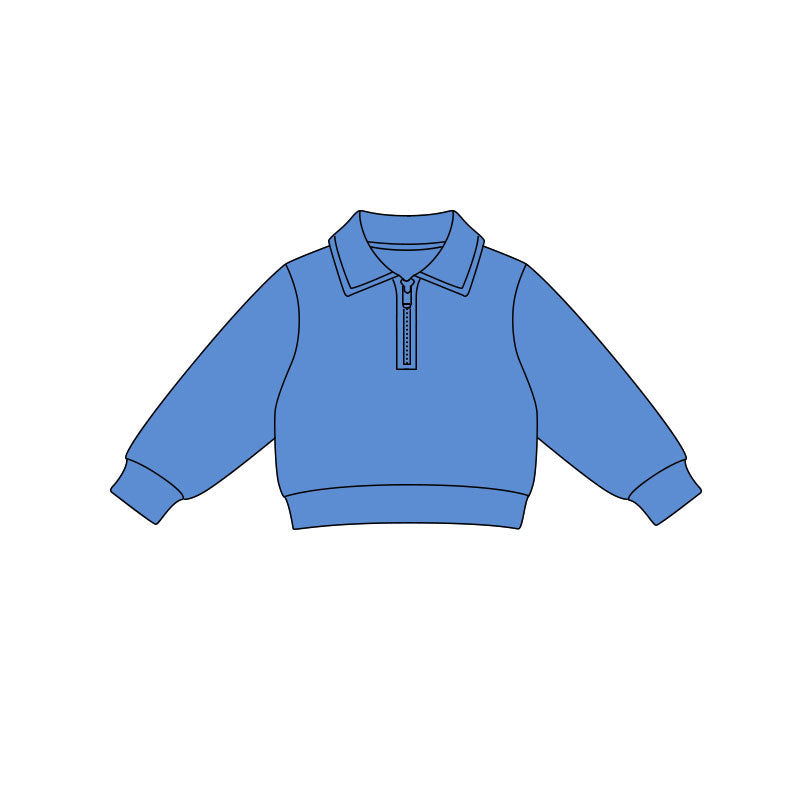 preorder GT1516 Yoga Solid Color Blue Zipper Long Sleeve Girls Top
