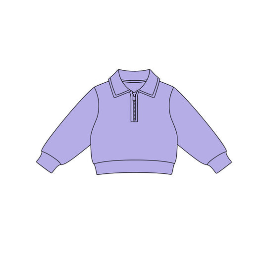 preorder GT1518 Yoga Solid Color Purple Zipper Long Sleeve Girls Top