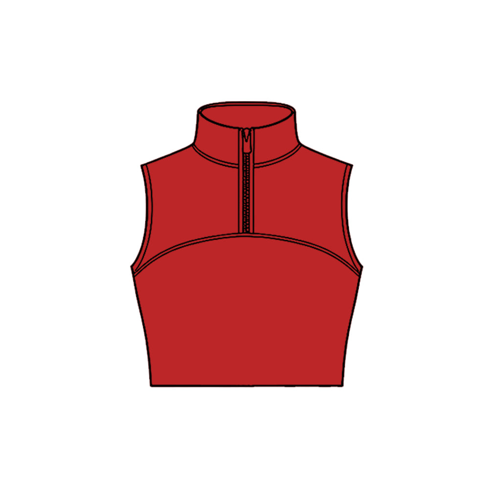 preorder GT1519 Yoga Solid Color Red Zipper Sleeveless Girls Top