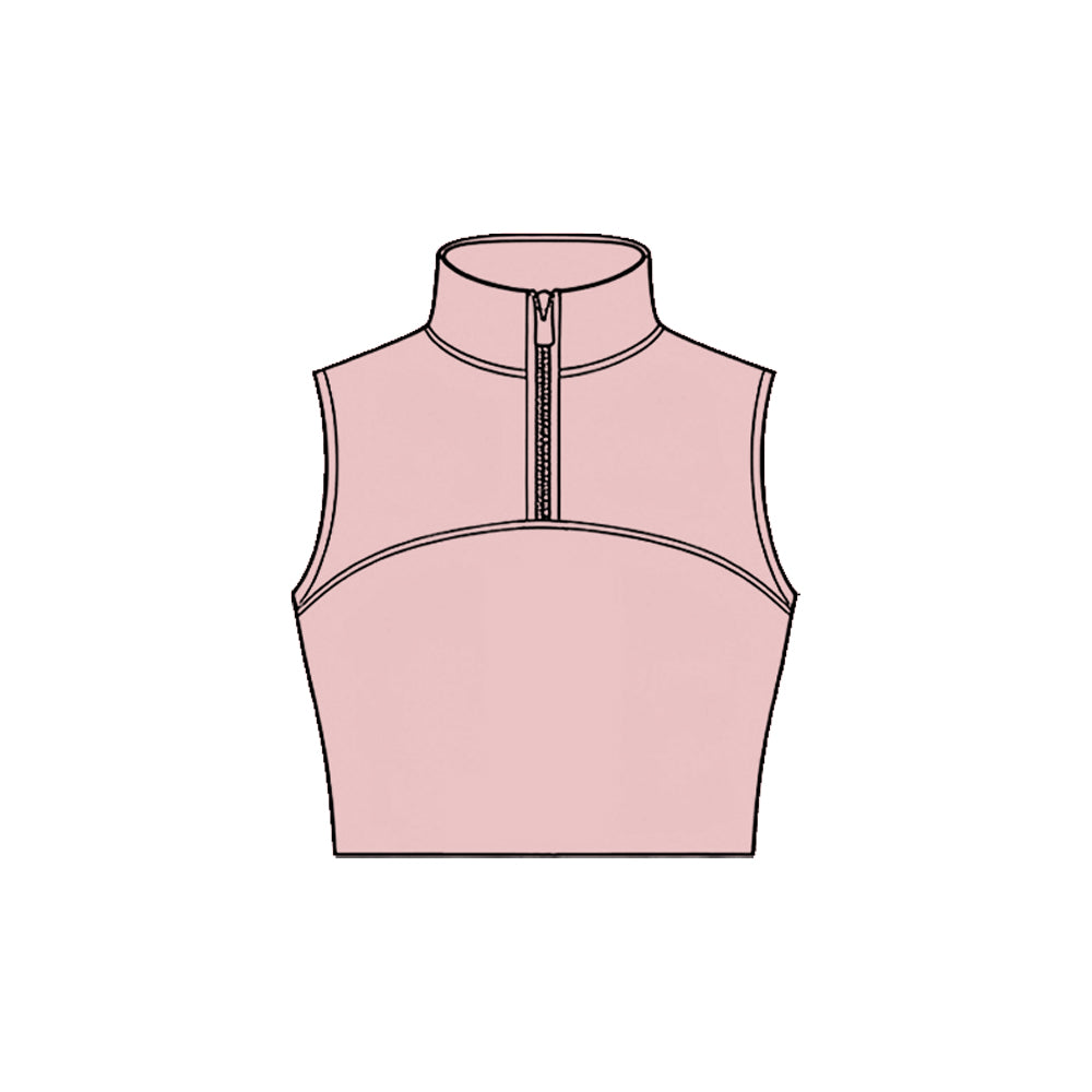 preorder GT1524 Yoga Solid Color Pink Zipper Sleeveless Girls Top