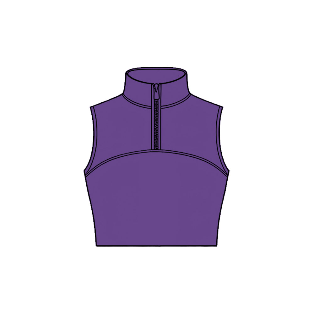 preorder GT1527 Yoga Solid Color Purple Zipper Sleeveless Girls Top