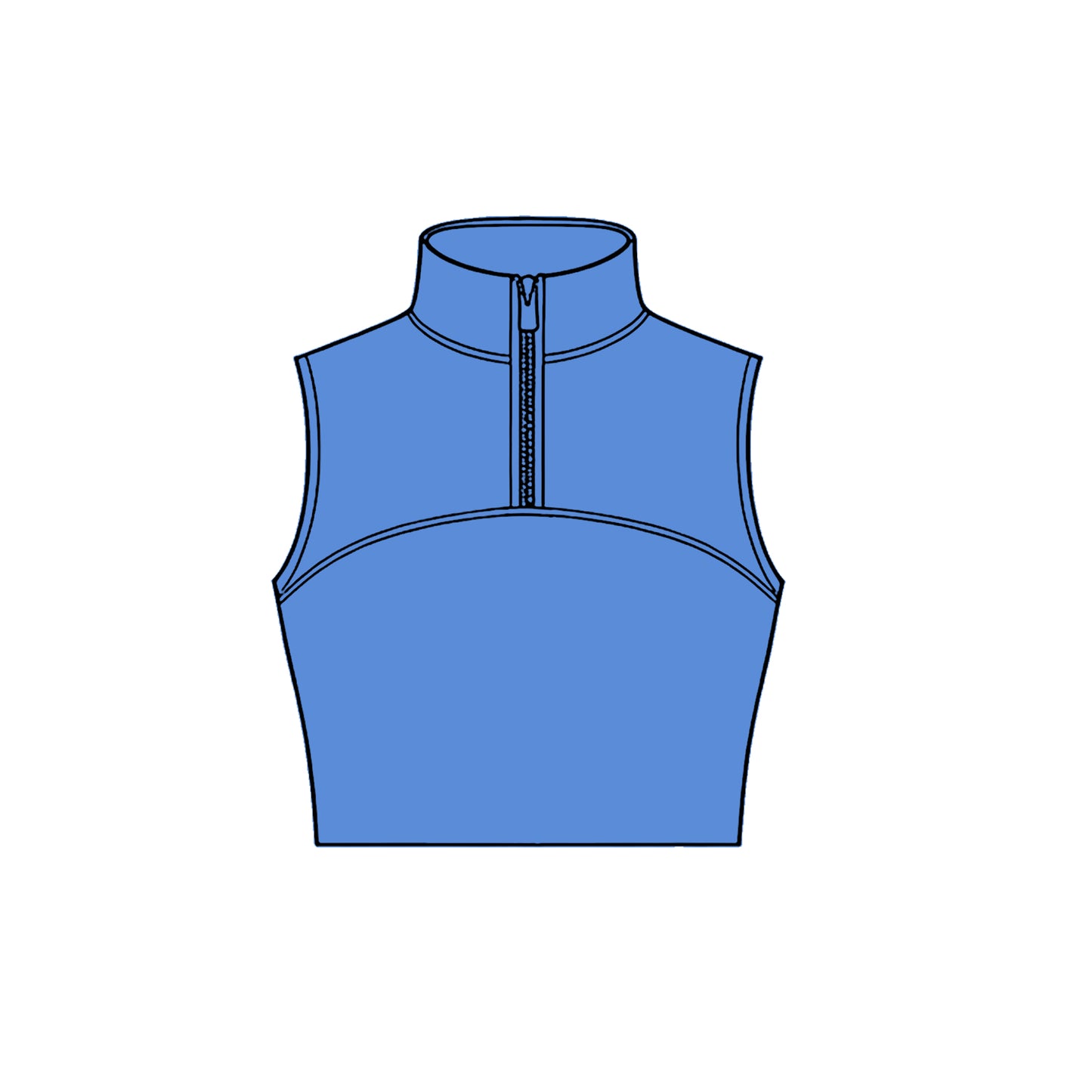 preorder GT1529 Yoga Solid Color Blue Zipper Sleeveless Girls Top