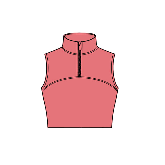 preorder GT1530 Yoga Solid Color Pink Zipper Sleeveless Girls Top