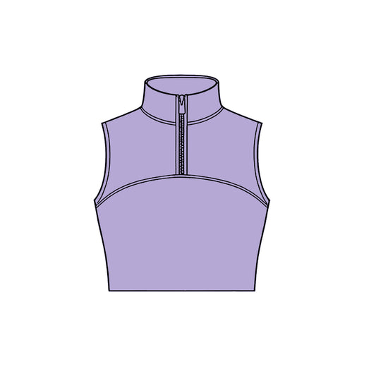 preorder GT1531 Yoga Solid Color Purple Zipper Sleeveless Girls Top