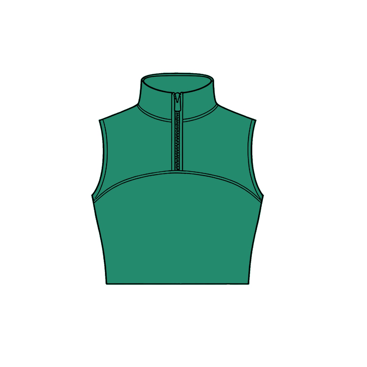 preorder GT1533 Yoga Solid Color Green Zipper Sleeveless Girls Top
