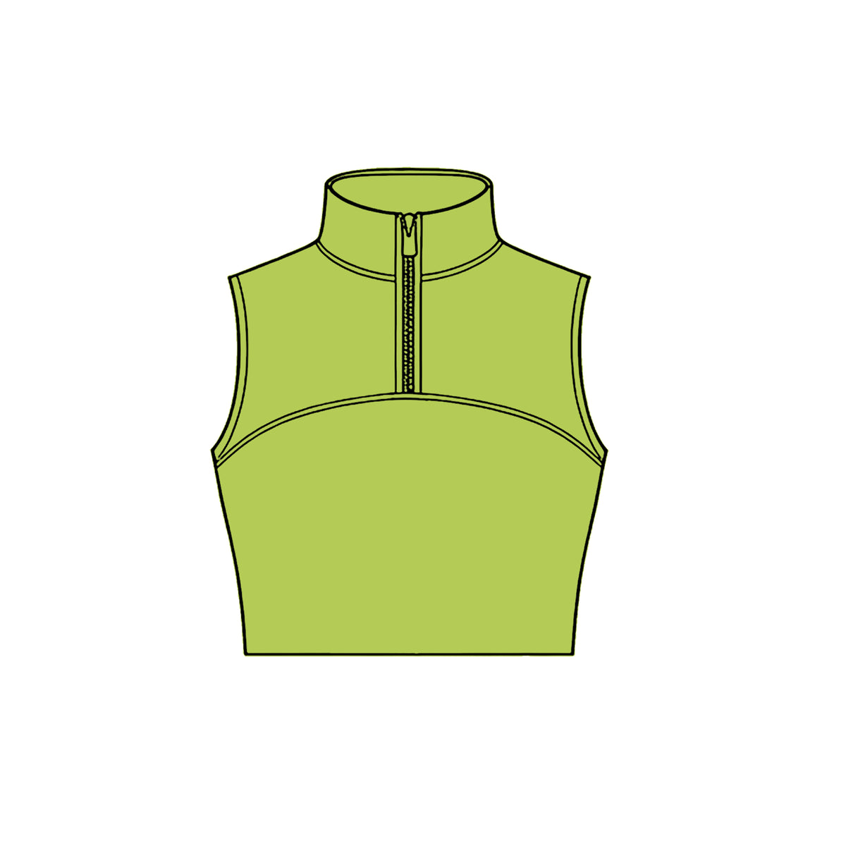 preorder GT1534 Yoga Solid Color Green Zipper Sleeveless Girls Top