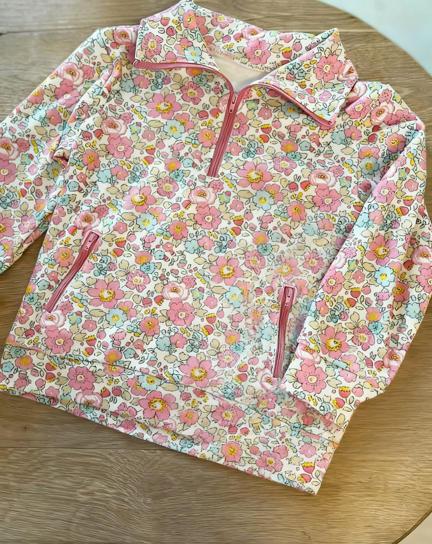 preorder GT1536 Colorful Flowers Floral Zipper Long Sleeve Girls Top