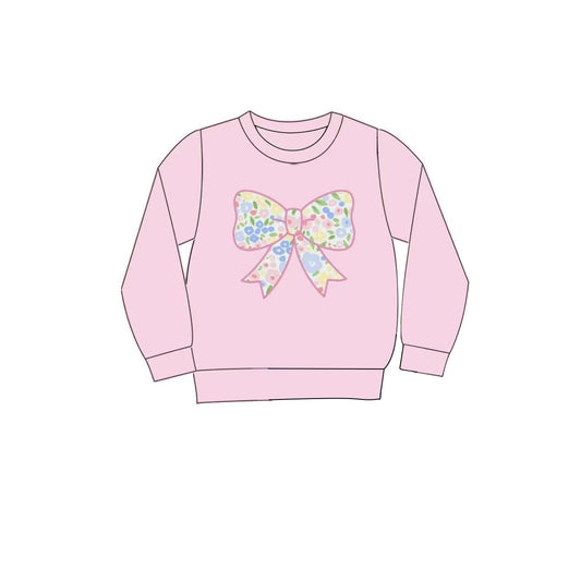 preorder GT1537 Bow Pink Long Sleeve Girls Top