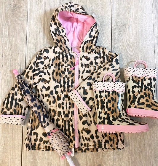 preorder GT1545 Leopard Zipper Hoodie Long Sleeve Girls Coat