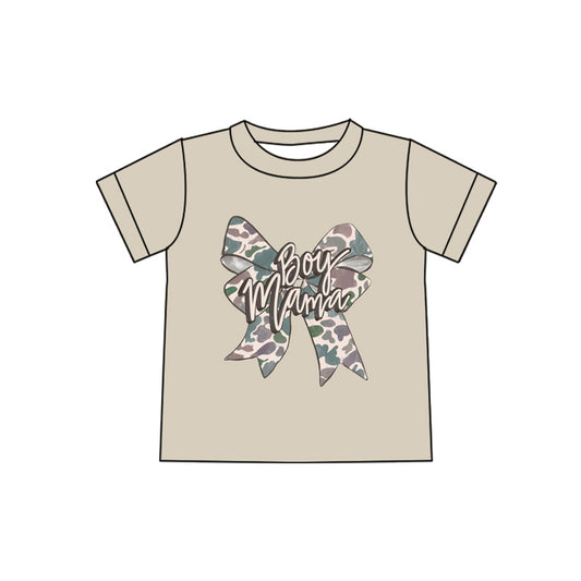 preorder GT1561 Mama's boy Camo Bow Short Slevee Adult Women Top