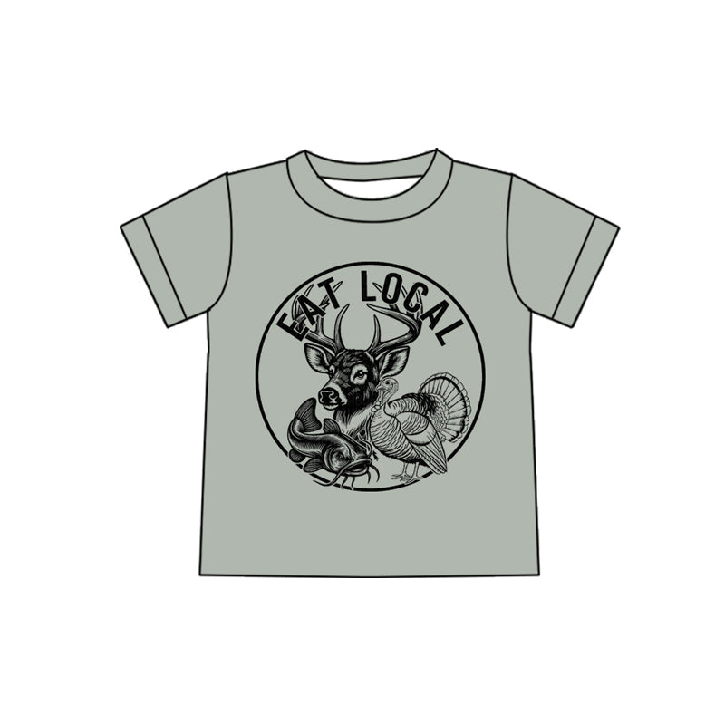 preorder GT1563 Hunting Eat Local Deer Turkey Fishing Short Slevee Adult Women Top