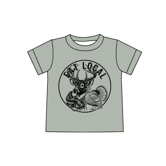 preorder GT1563 Hunting Eat Local Deer Turkey Fishing Short Slevee Adult Women Top