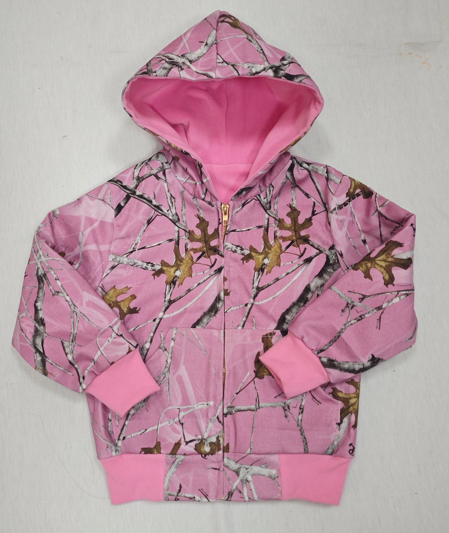 preorder GT1591 Hunting Leaf Branch Pink Zipper Hoodie Long Sleeve Girls Coat