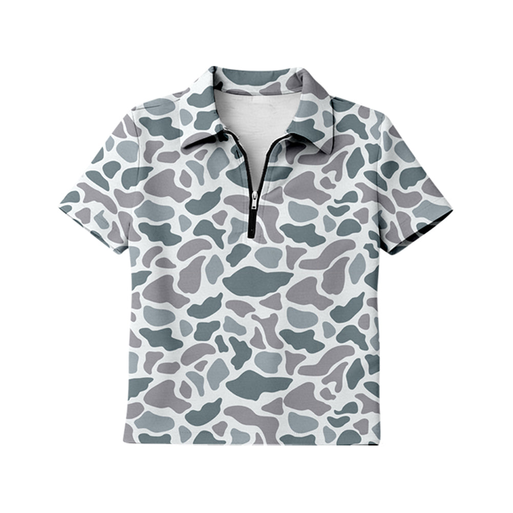 preorder GT1602 Hunting Camo Zipper Short Slevee Adult Women Top