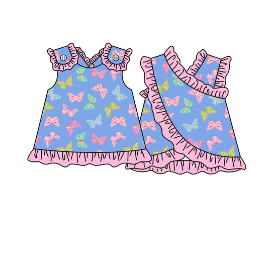 preorder GT1620 Butterfly Blue Sleeveless Girls Top