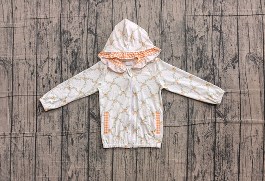 preorder Samples GT1662 Pumpkin Zipper Hoodie Long Sleeve Girls Coat