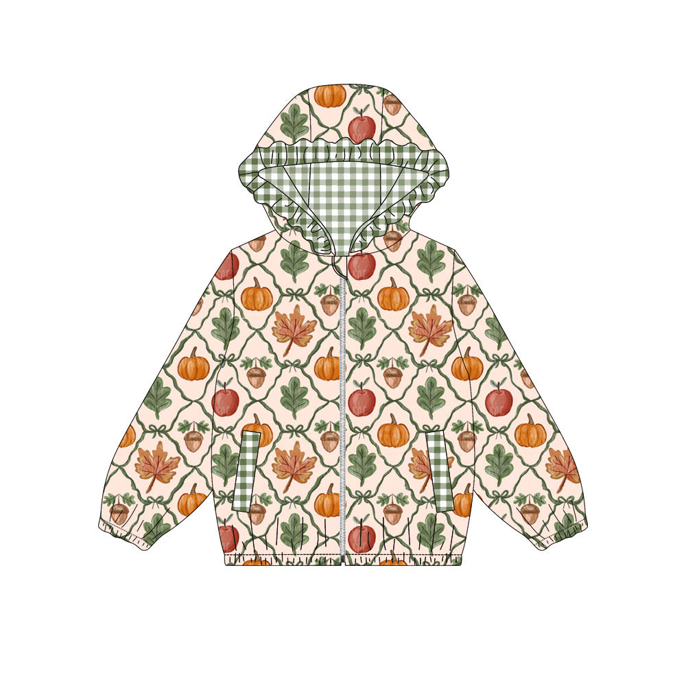 preorder GT1664 Pumpkin Zipper Hoodie Long Sleeve Girls Coat