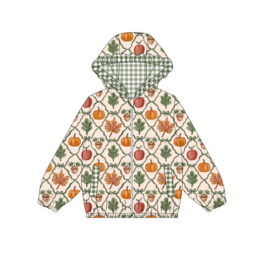preorder GT1664 Pumpkin Zipper Hoodie Long Sleeve Girls Coat