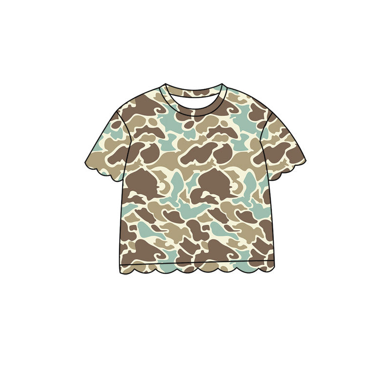 preorder GT1681 Scallop Hunting Camo Short Sleeve Girls Top
