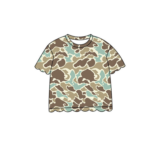 preorder GT1681 Scallop Hunting Camo Short Sleeve Girls Top
