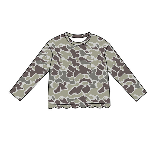 preorder GT1685 Scallop Hunting Camo Long Sleeve Girls Top